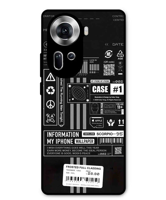 InfoGraph Aesthetic Metal Back Cover Phone Case for Oppo Reno 11