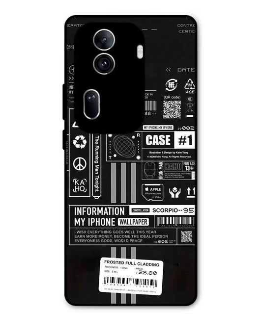 InfoGraph Aesthetic Metal Back Cover Phone Case for Oppo Reno 11 Pro