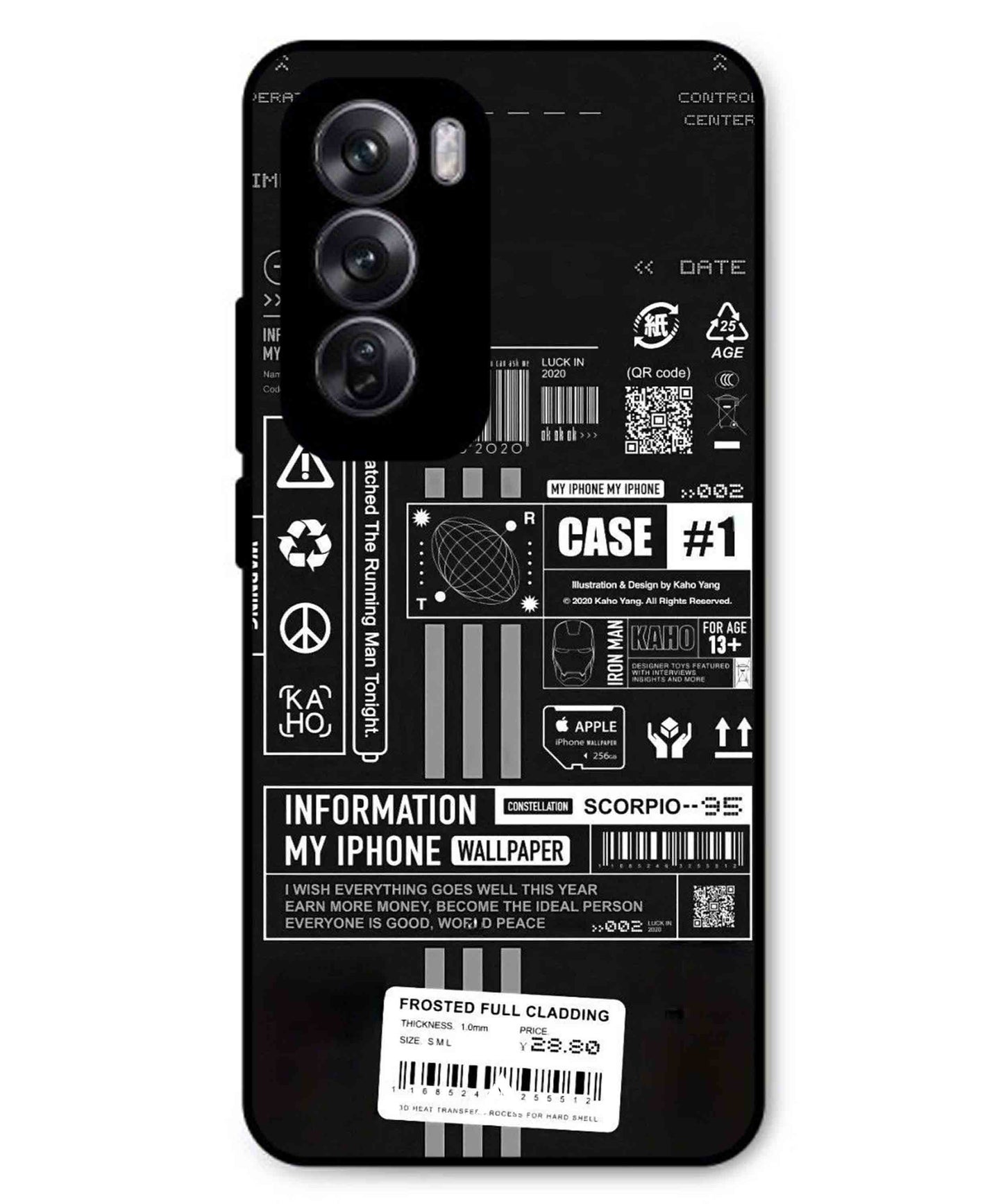 InfoGraph Aesthetic Metal Back Cover Phone Case for Oppo Reno 12