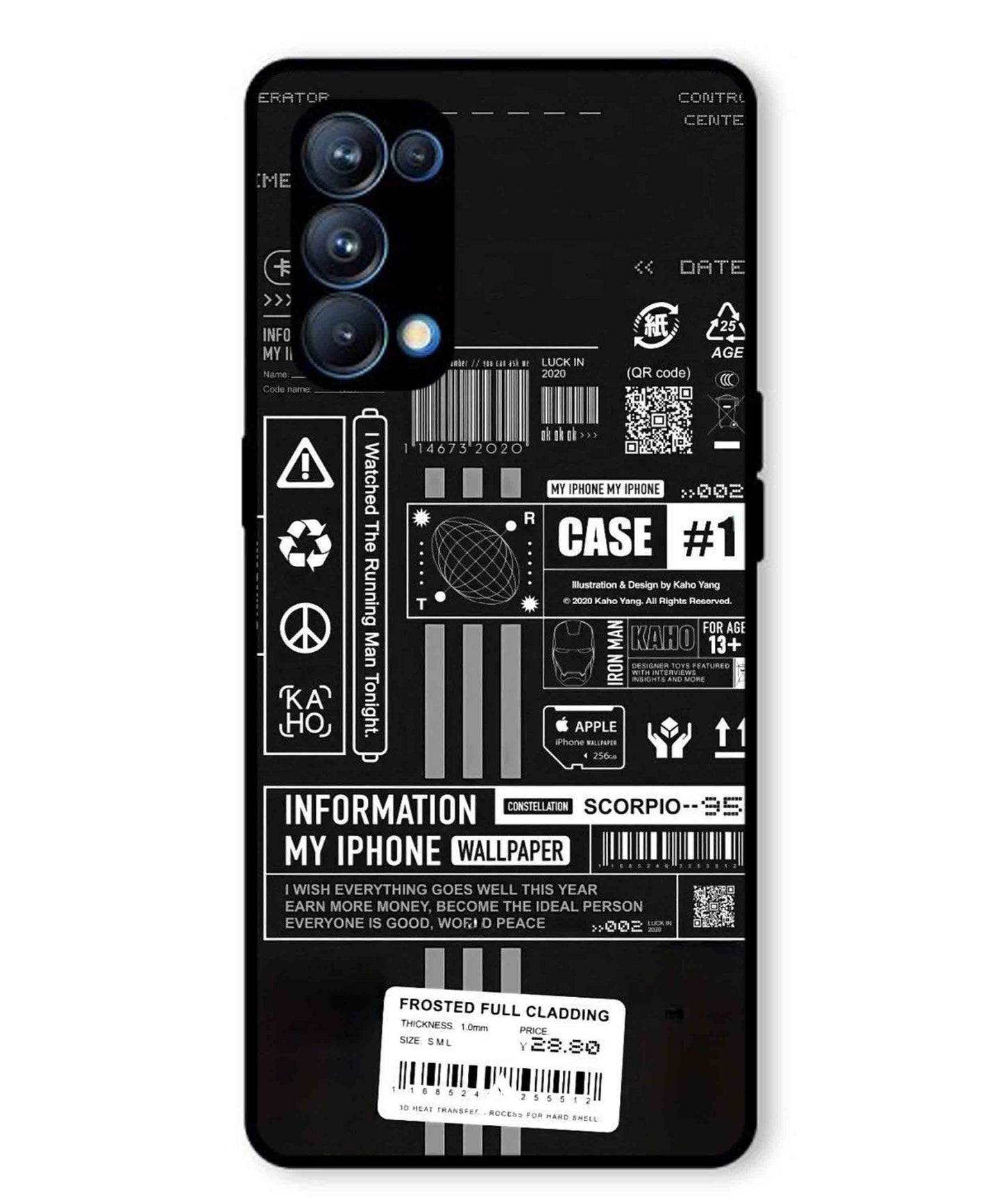 InfoGraph Aesthetic Metal Back Cover Phone Case for Oppo Reno 5 Pro