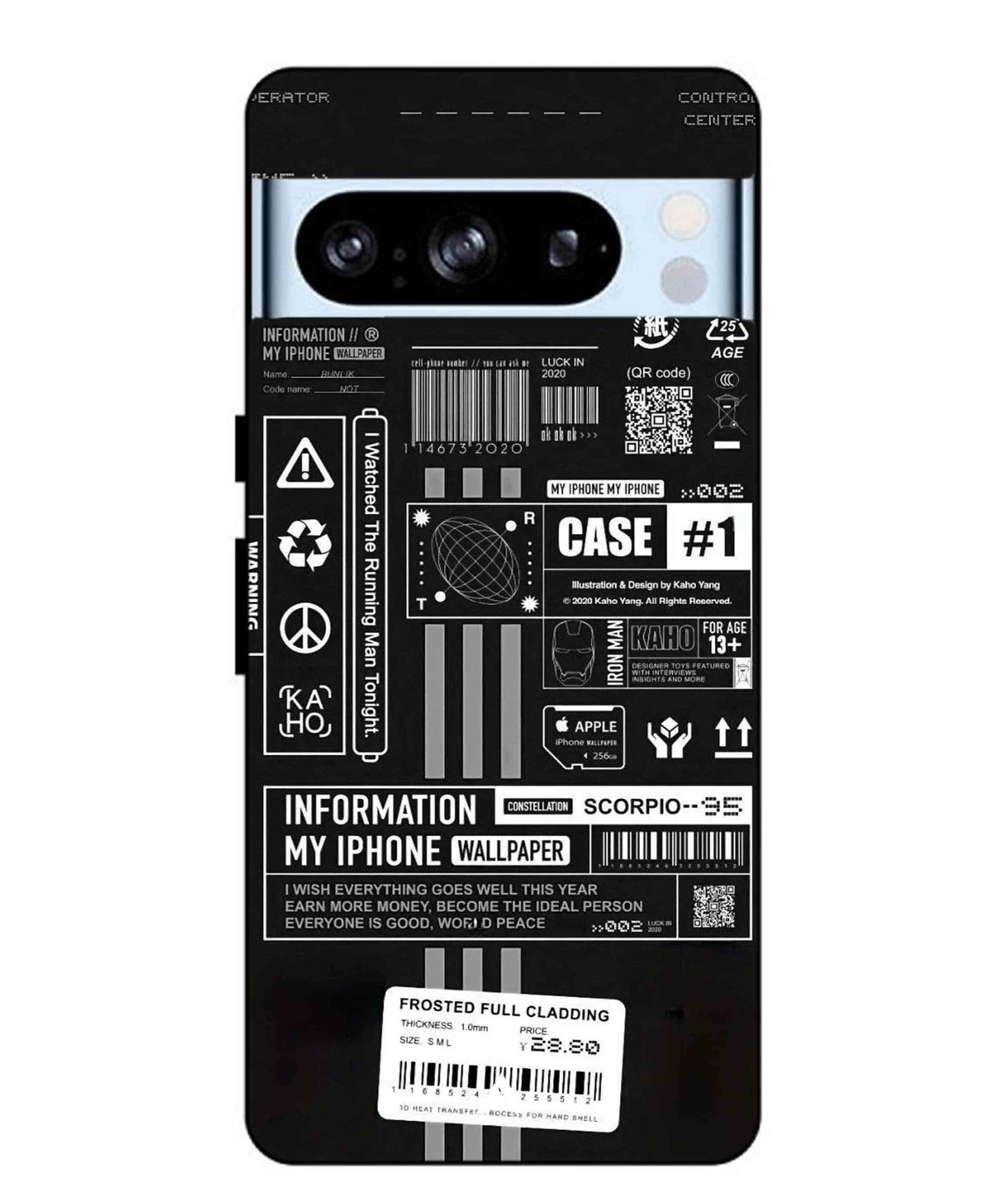 InfoGraph Aesthetic Metal Back Cover Phone Case for Pixel 8 Pro