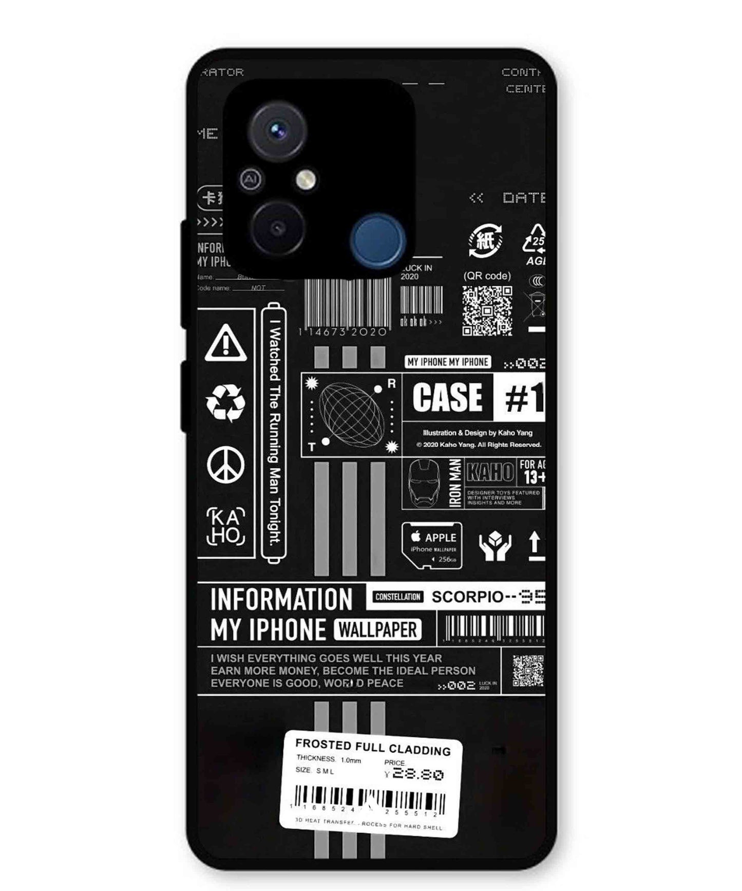 InfoGraph Aesthetic Metal Back Cover Phone Case for Poco C55