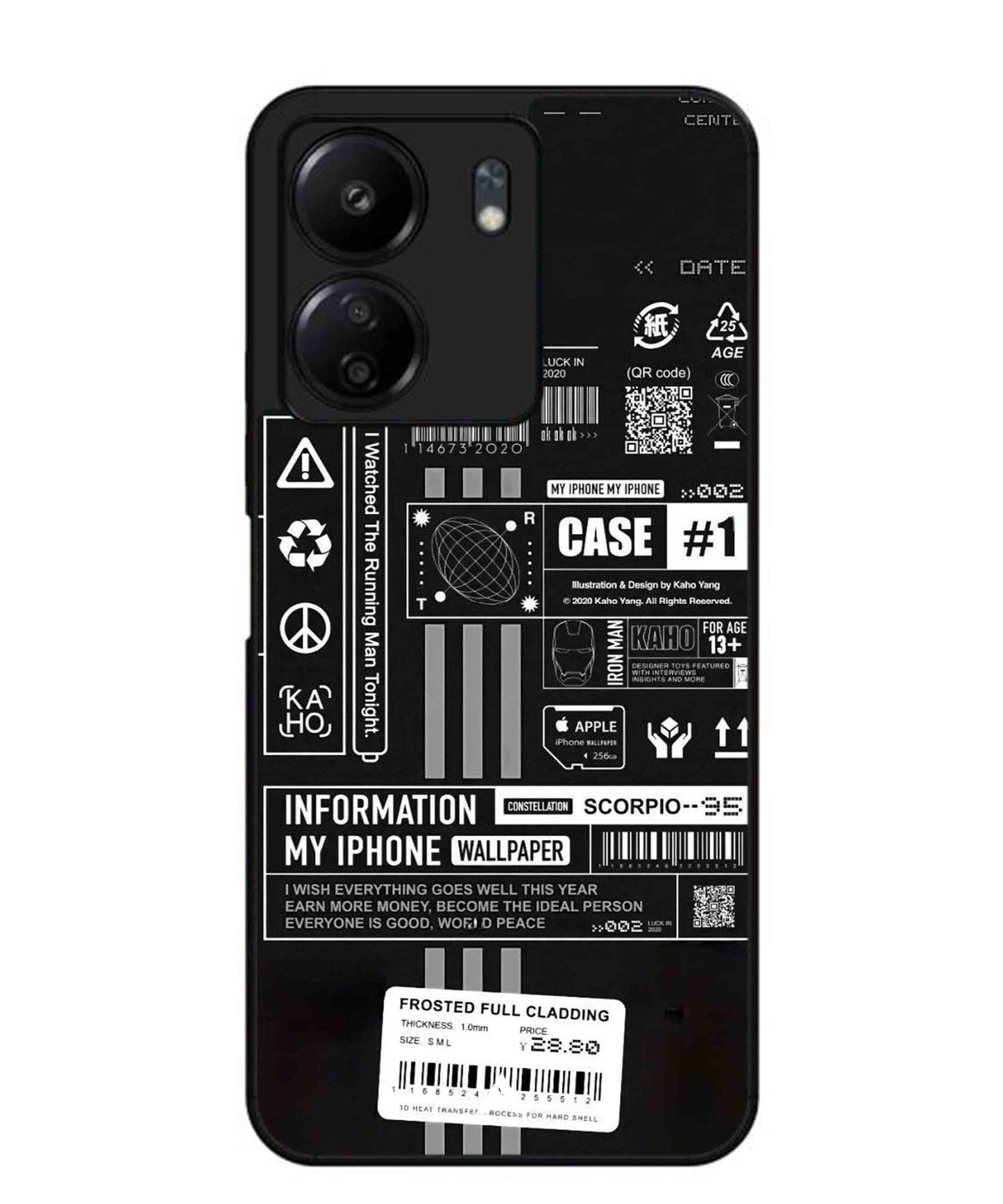 InfoGraph Aesthetic Metal Back Cover Phone Case for Poco C65