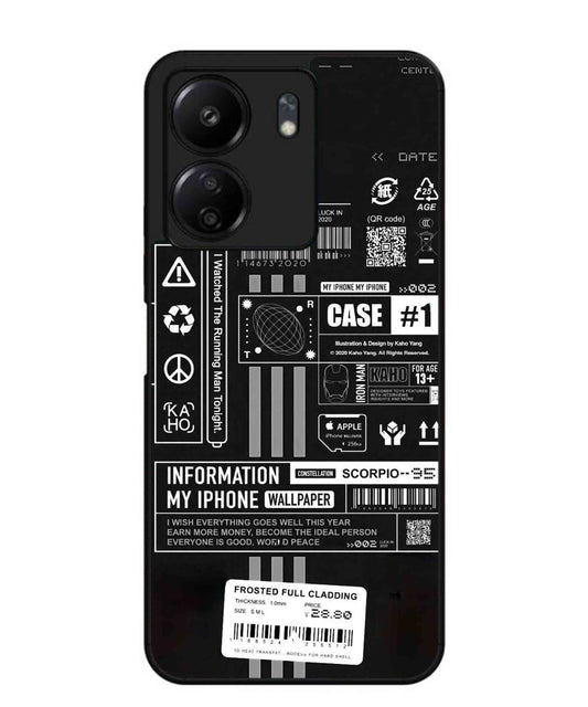 InfoGraph Aesthetic Metal Back Cover Phone Case for Poco C65