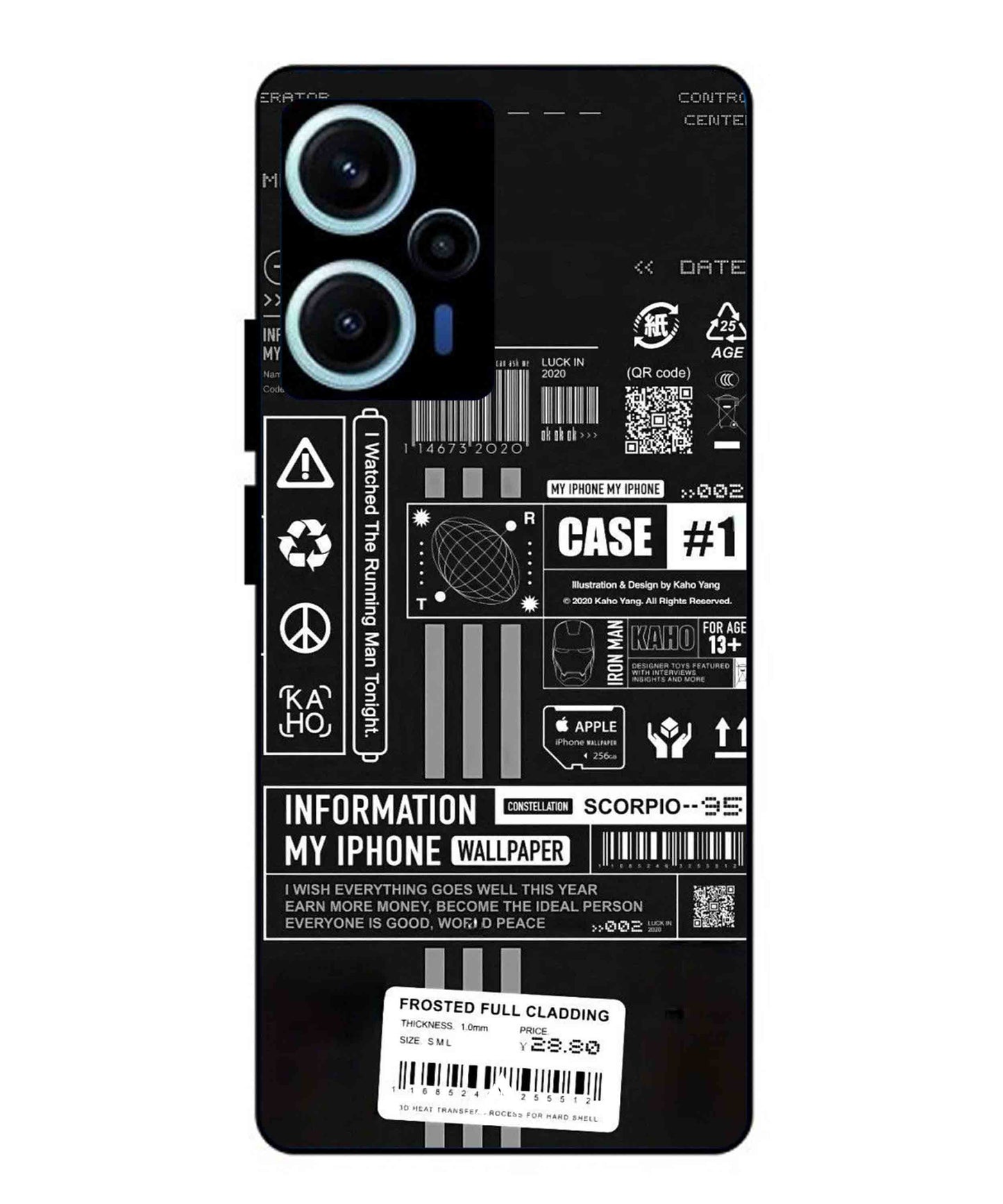 InfoGraph Aesthetic Metal Back Cover Phone Case for Poco F5