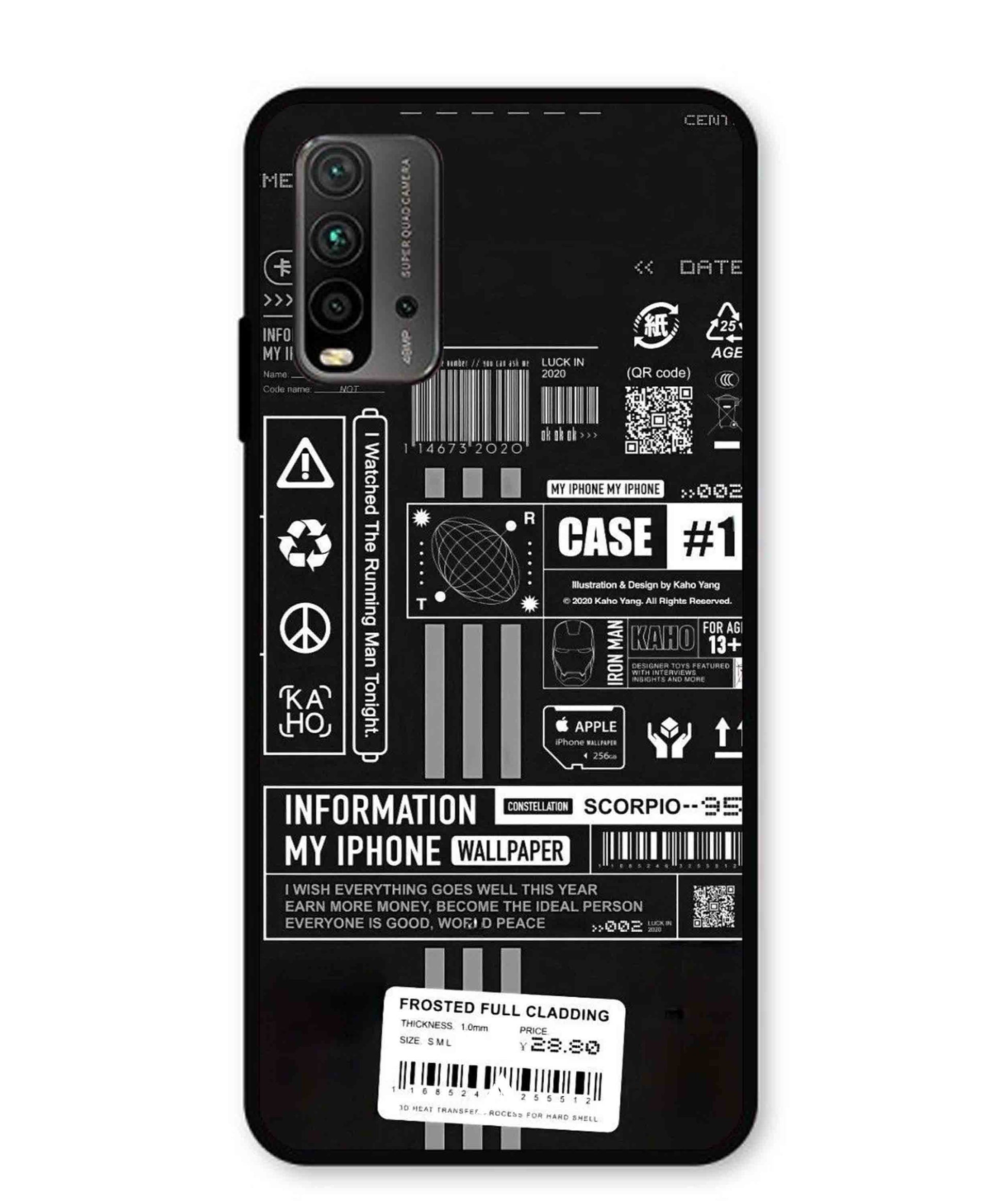 InfoGraph Aesthetic Metal Back Cover Phone Case for Poco M3
