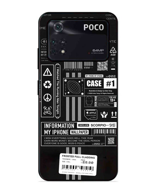 InfoGraph Aesthetic Metal Back Cover Phone Case for Poco X4 Pro