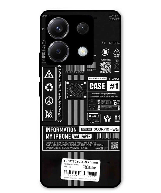 InfoGraph Aesthetic Metal Back Cover Phone Case for Poco X6