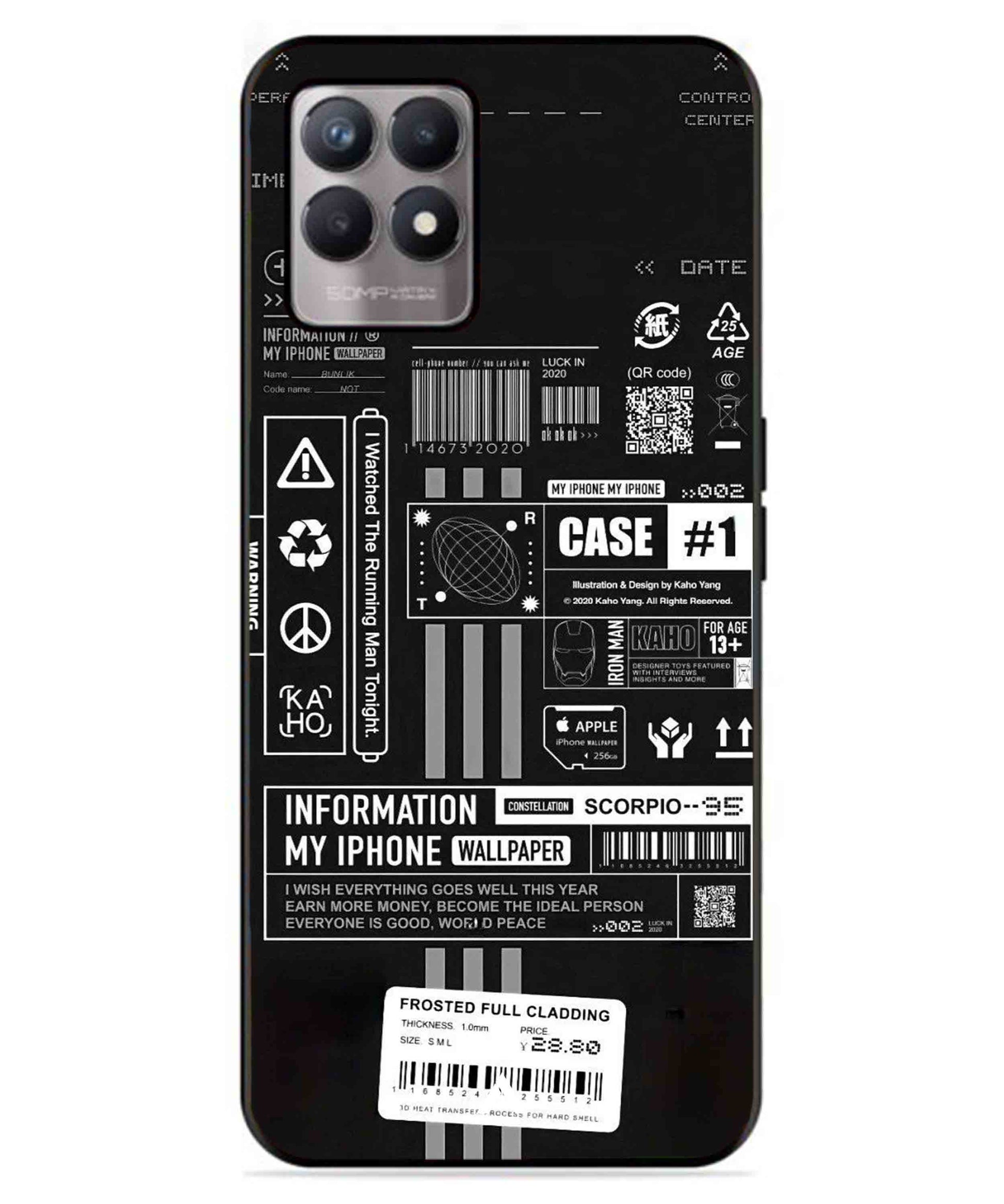 InfoGraph Aesthetic Metal Back Cover Phone Case for Realme 8i