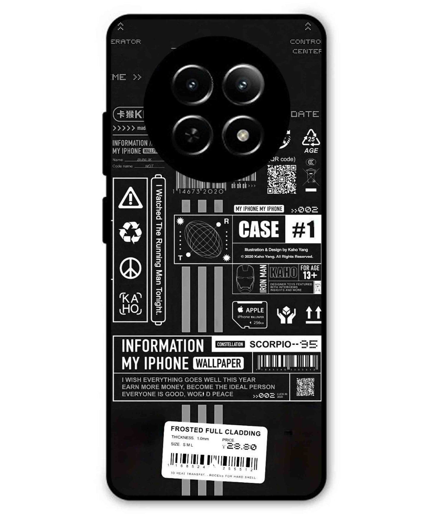 InfoGraph Aesthetic Metal Back Cover Phone Case for Realme C65