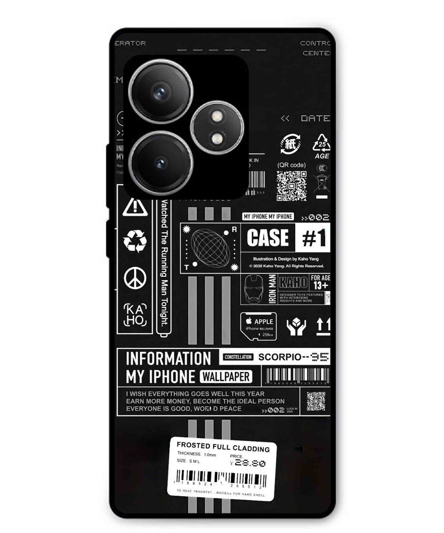 InfoGraph Aesthetic Metal Back Cover Phone Case for Realme GT 6T
