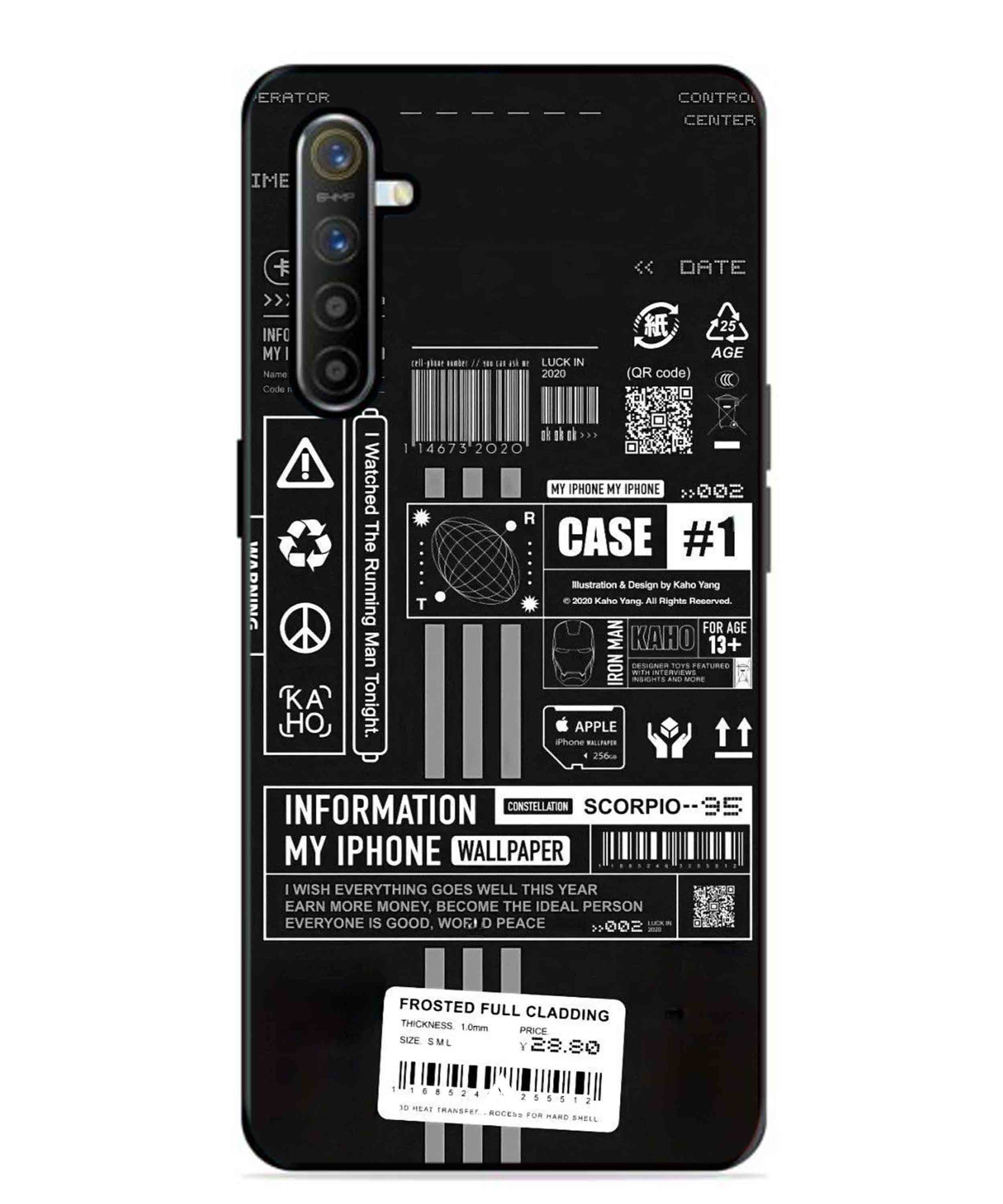 InfoGraph Aesthetic Metal Back Cover Phone Case for Realme XT