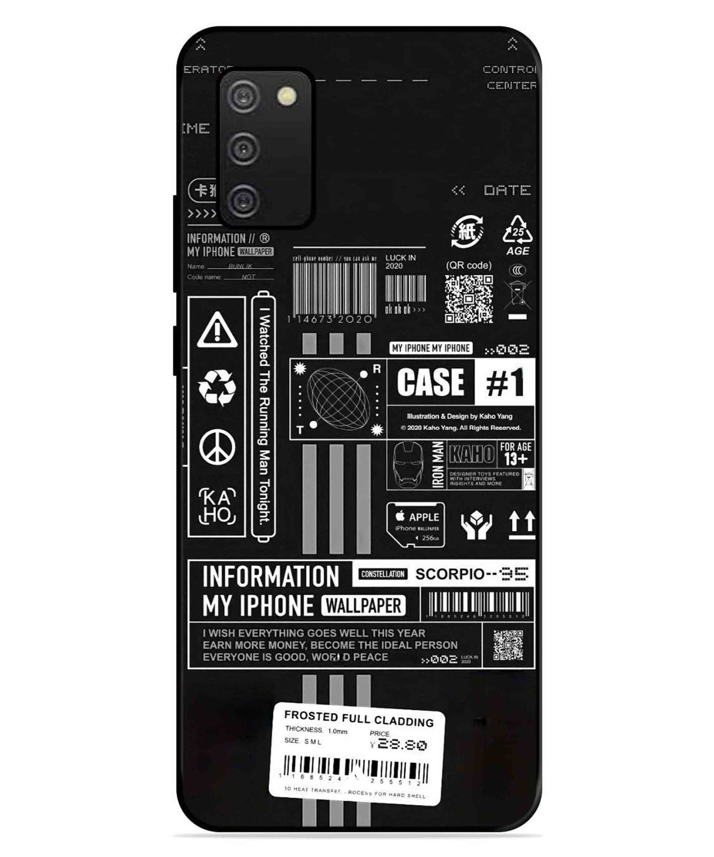 InfoGraph Aesthetic Metal Back Cover Phone Case for Samsung Galaxy A03s