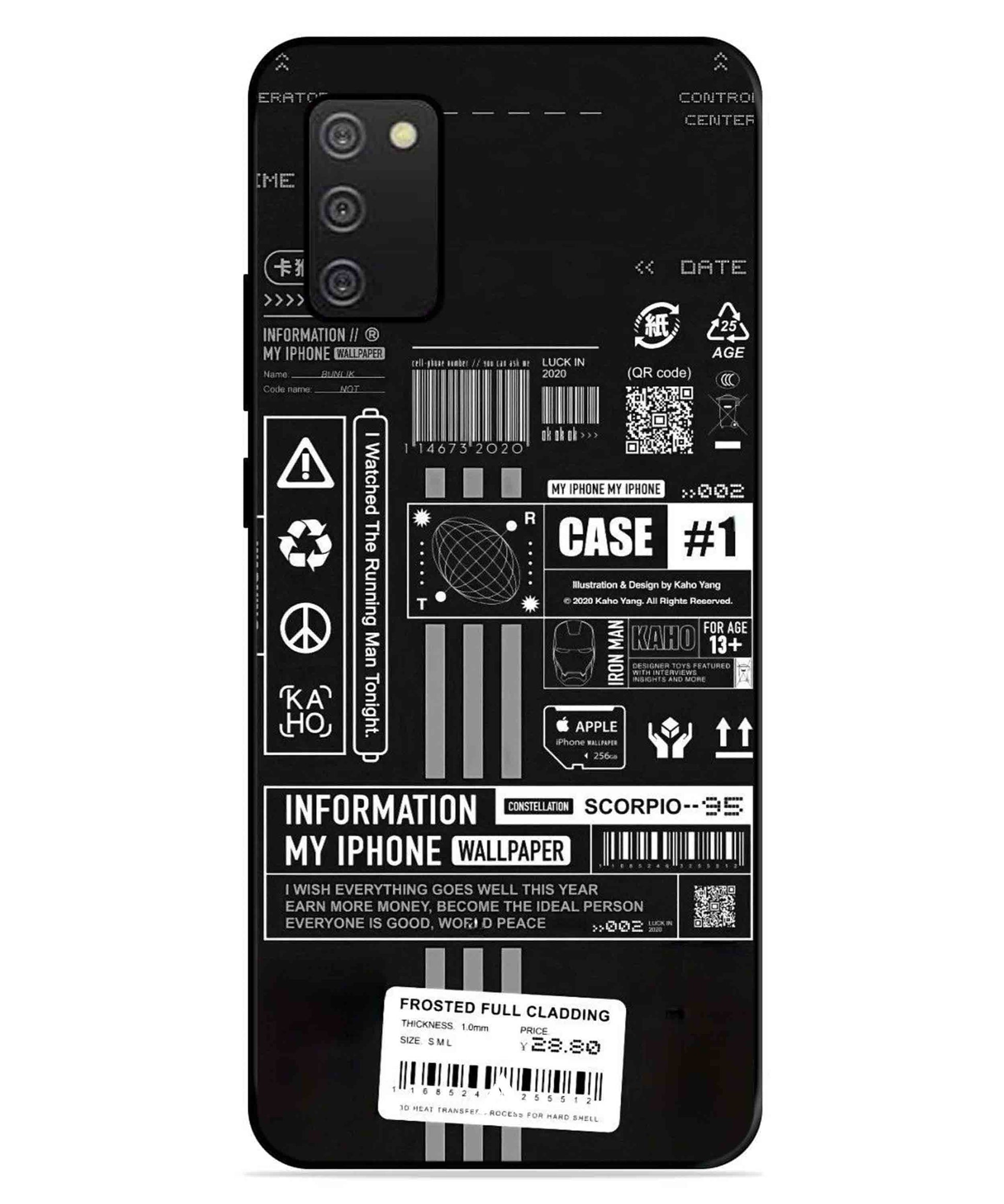 InfoGraph Aesthetic Metal Back Cover Phone Case for Samsung Galaxy A03s