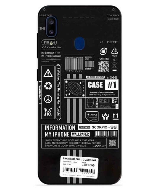 InfoGraph Aesthetic Metal Back Cover Phone Case for Samsung Galaxy A20