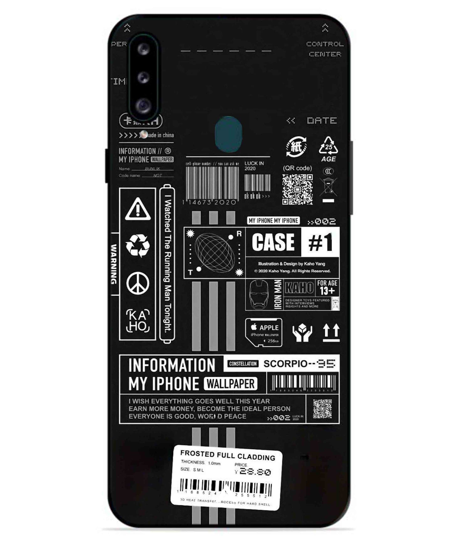 InfoGraph Aesthetic Metal Back Cover Phone Case for Samsung Galaxy A20s