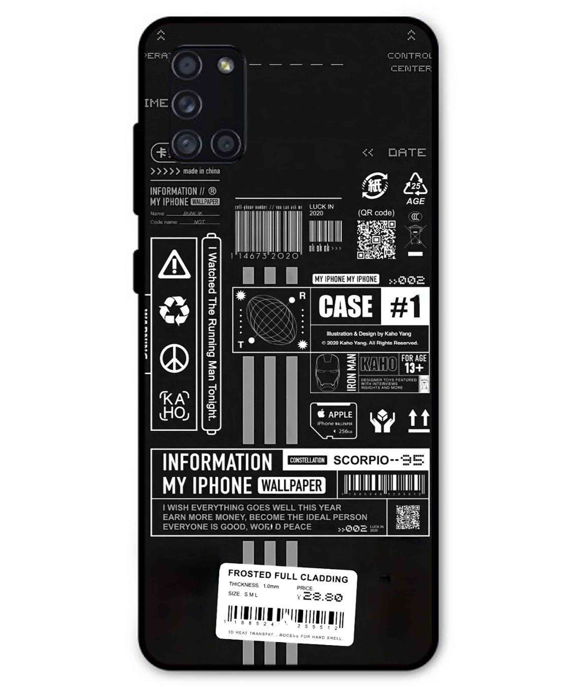 InfoGraph Aesthetic Metal Back Cover Phone Case for Samsung Galaxy A31