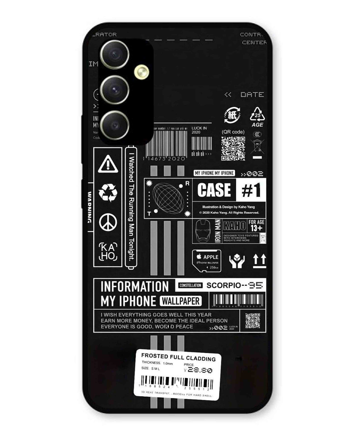 InfoGraph Aesthetic Metal Back Cover Phone Case for Samsung Galaxy A34 5G