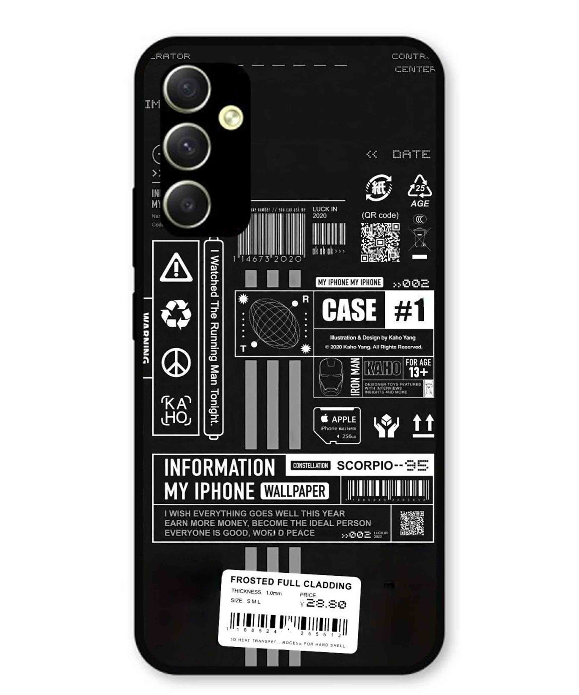 InfoGraph Aesthetic Metal Back Cover Phone Case for Samsung Galaxy A34 5G