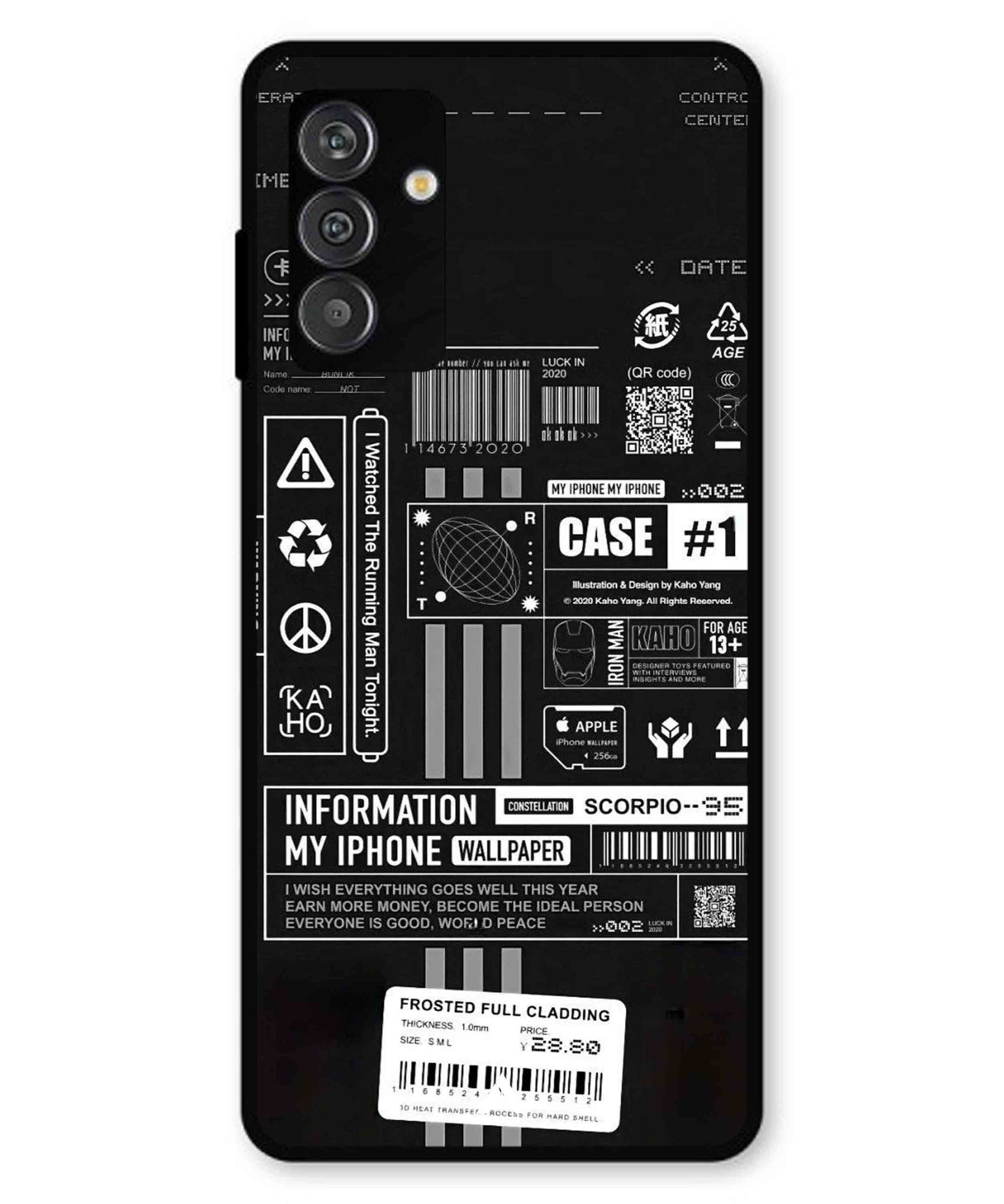 InfoGraph Aesthetic Metal Back Cover Phone Case for Samsung Galaxy F14