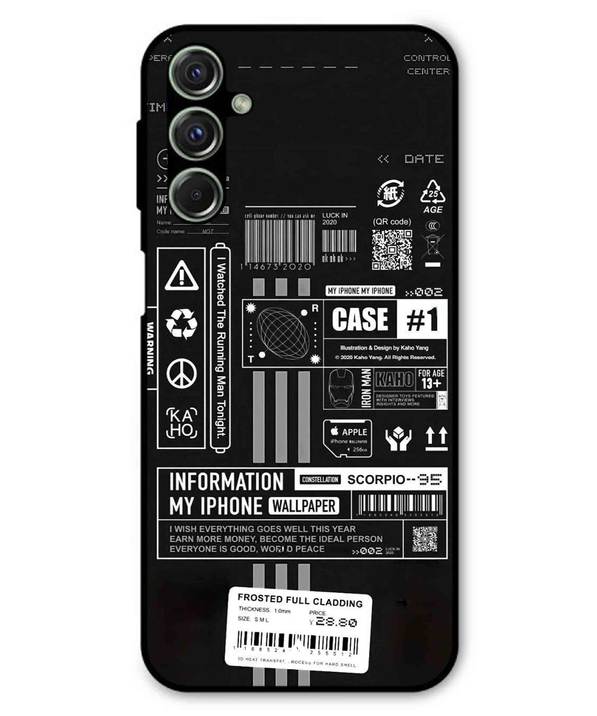 InfoGraph Aesthetic Metal Back Cover Phone Case for Samsung Galaxy F34