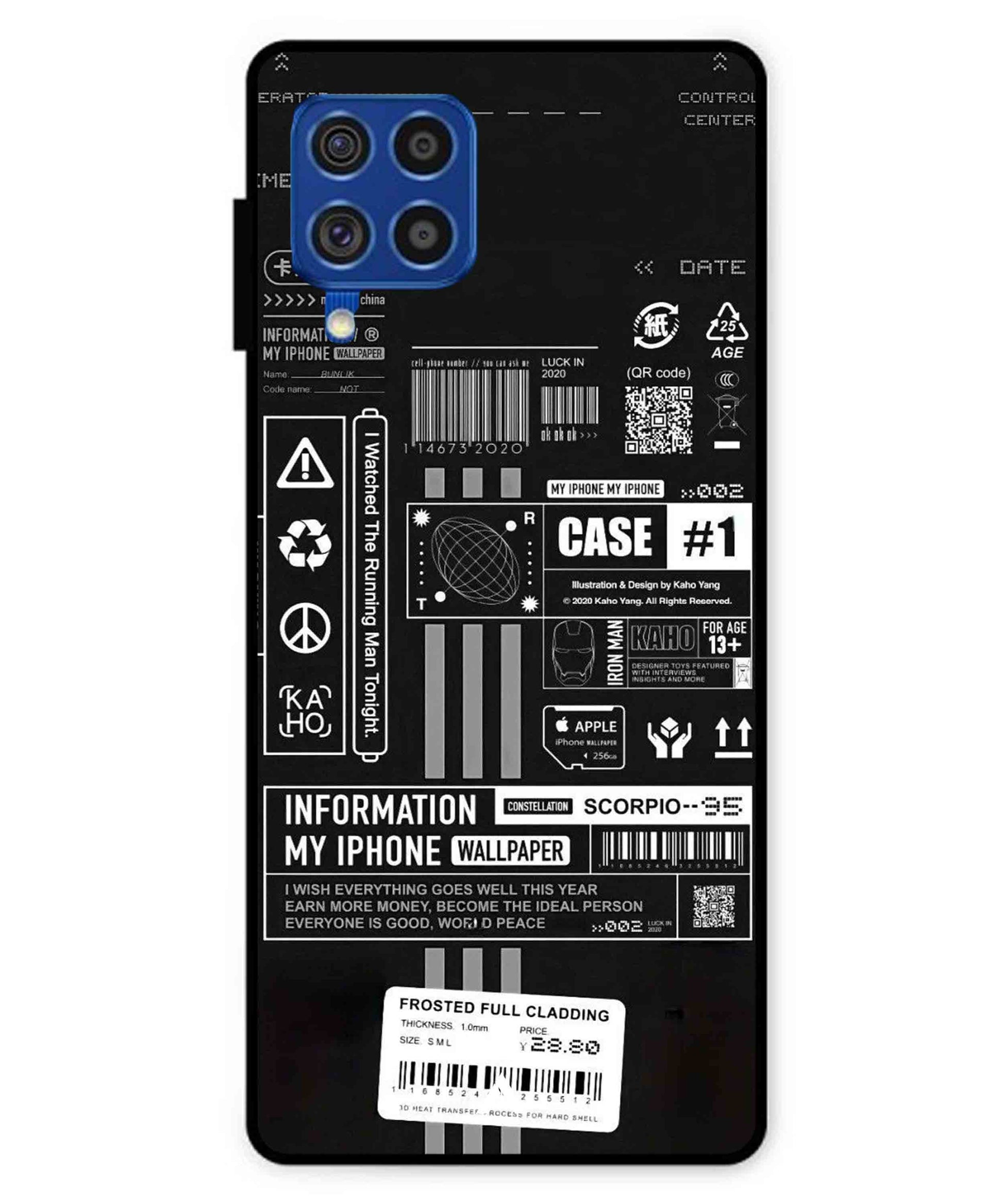 InfoGraph Aesthetic Metal Back Cover Phone Case for Samsung Galaxy F62