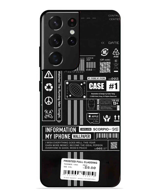 InfoGraph Aesthetic Metal Back Cover Phone Case for Samsung Galaxy S21 Ultra