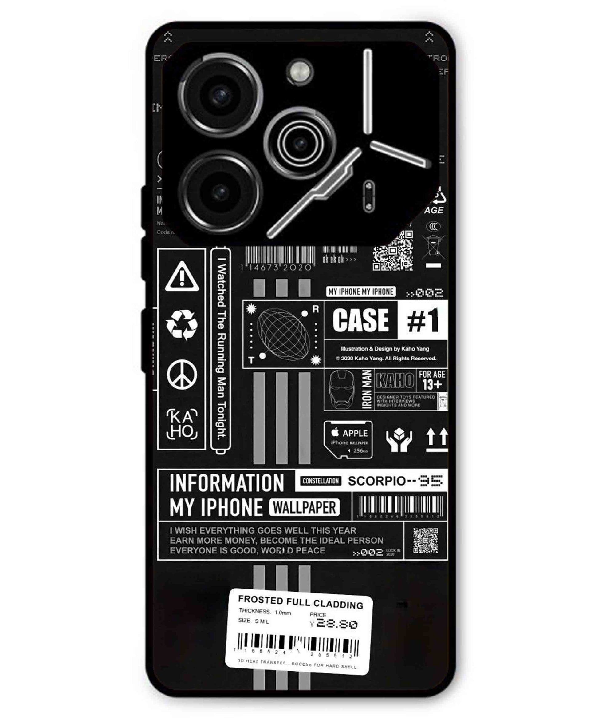 InfoGraph Aesthetic Metal Back Cover Phone Case for Tecno Pova 6
