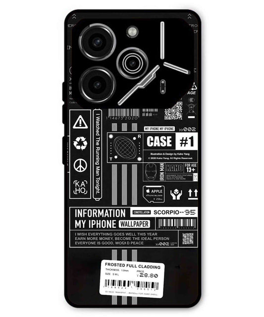 InfoGraph Aesthetic Metal Back Cover Phone Case for Tecno Pova 6