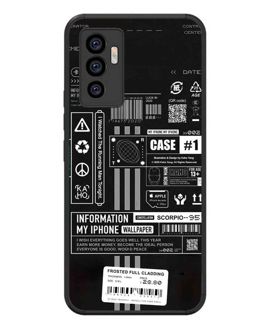 InfoGraph Aesthetic Metal Back Cover Phone Case for Vivo T1