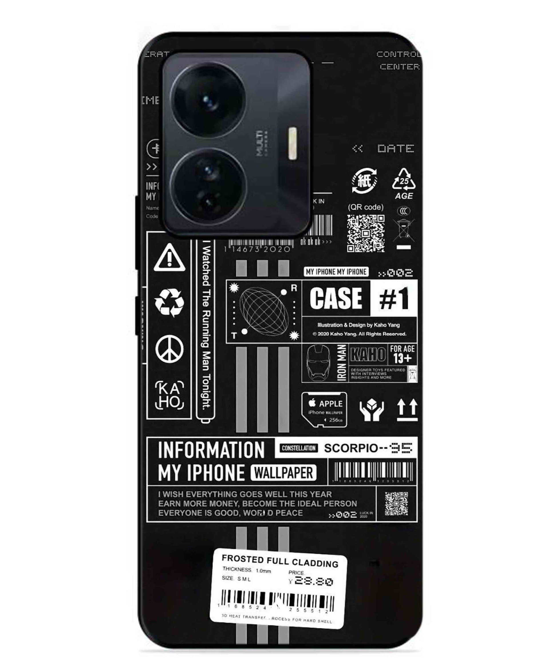InfoGraph Aesthetic Metal Back Cover Phone Case for Vivo T1 Pro