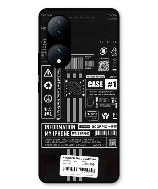 InfoGraph Aesthetic Metal Back Cover Phone Case for Vivo T2