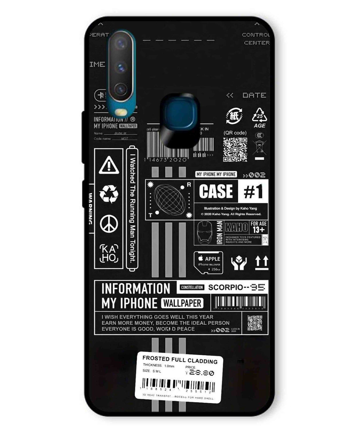 InfoGraph Aesthetic Metal Back Cover Phone Case for Vivo Y15
