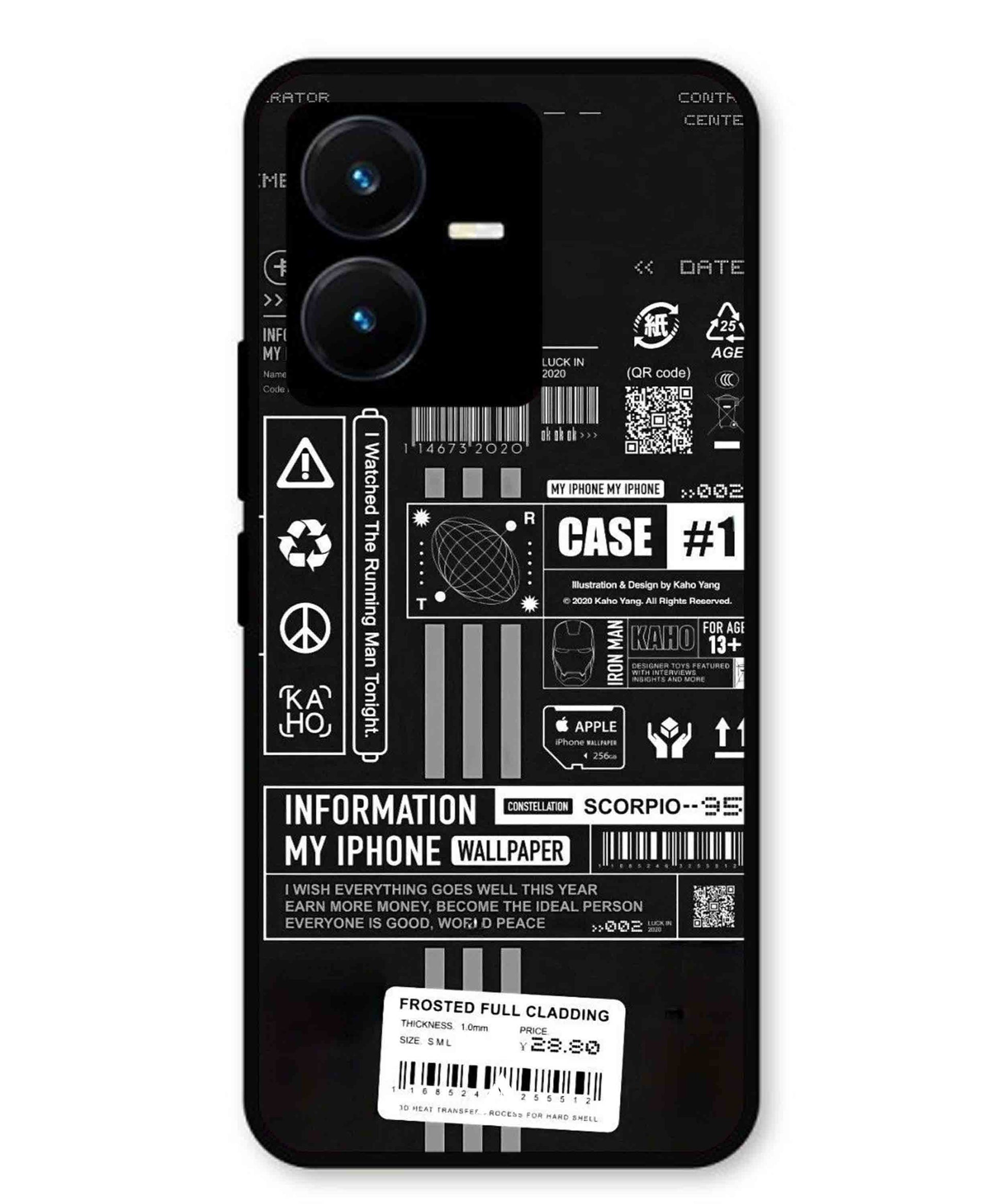 InfoGraph Aesthetic Metal Back Cover Phone Case for Vivo Y22