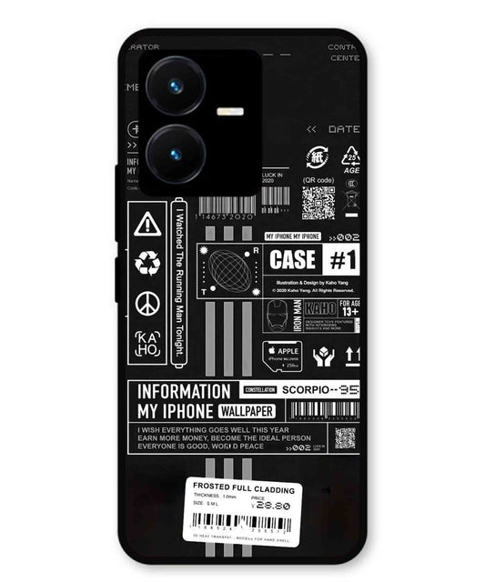 InfoGraph Aesthetic Metal Back Cover Phone Case for Vivo Y22