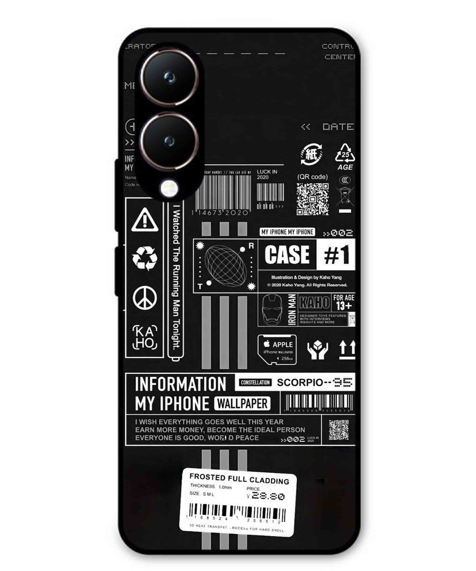 InfoGraph Aesthetic Metal Back Cover Phone Case for Vivo Y28