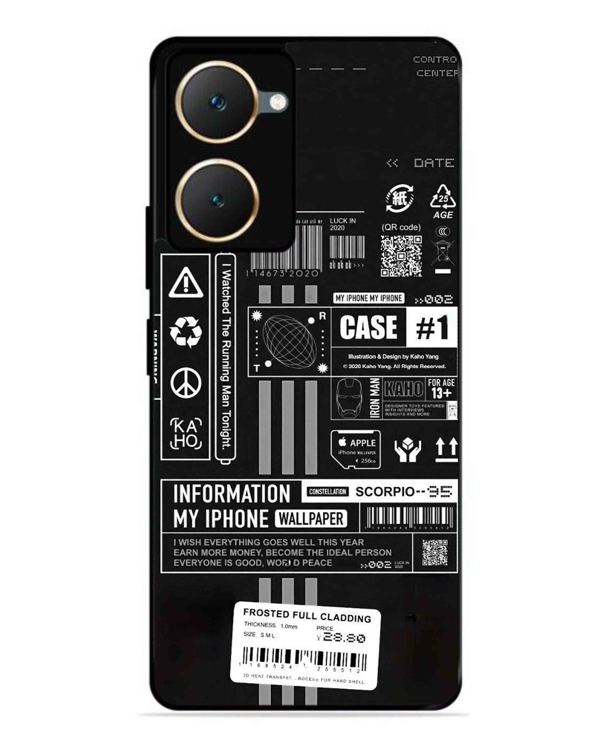 InfoGraph Aesthetic Metal Back Cover Phone Case for Vivo Y28s