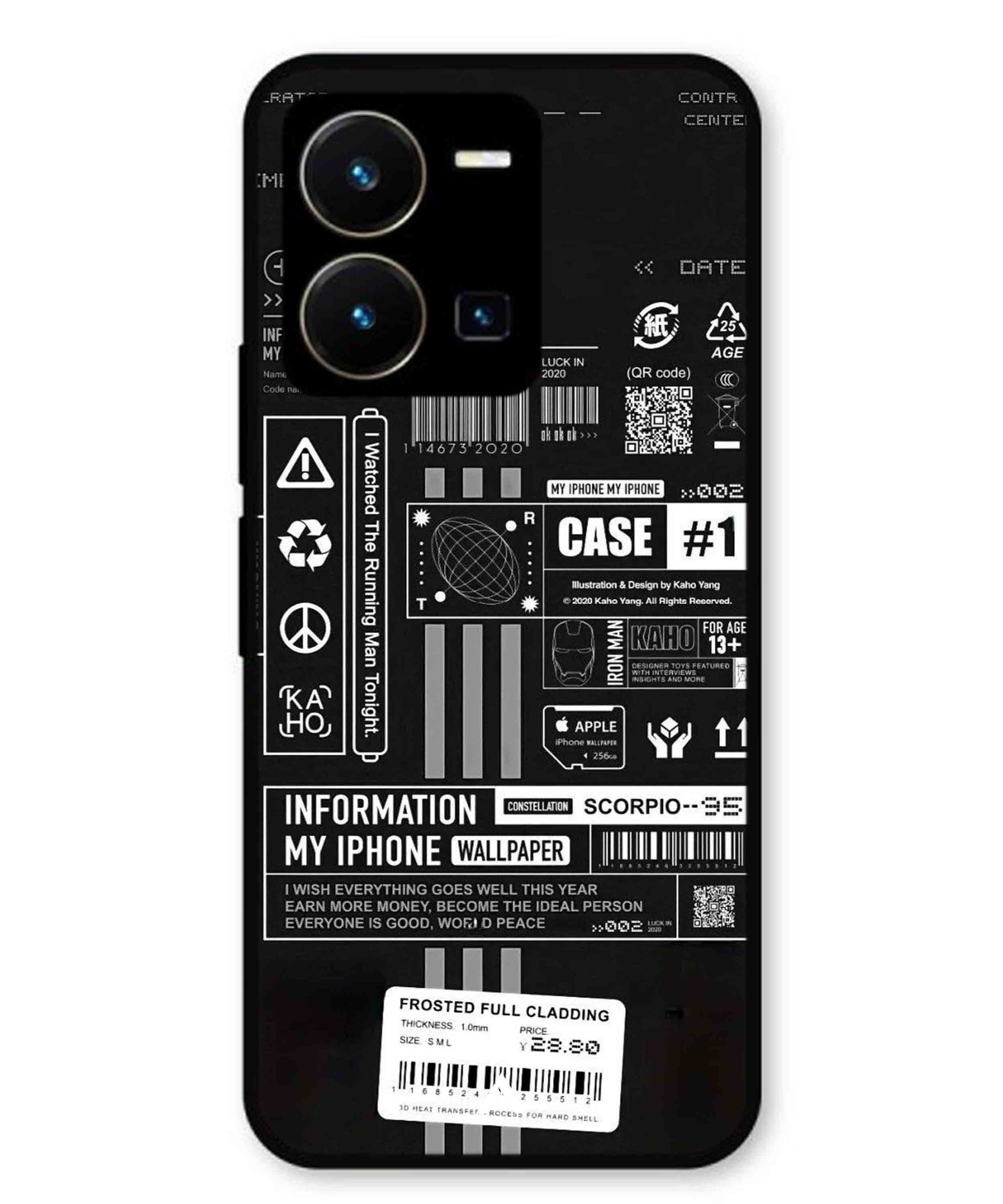 InfoGraph Aesthetic Metal Back Cover Phone Case for Vivo Y35