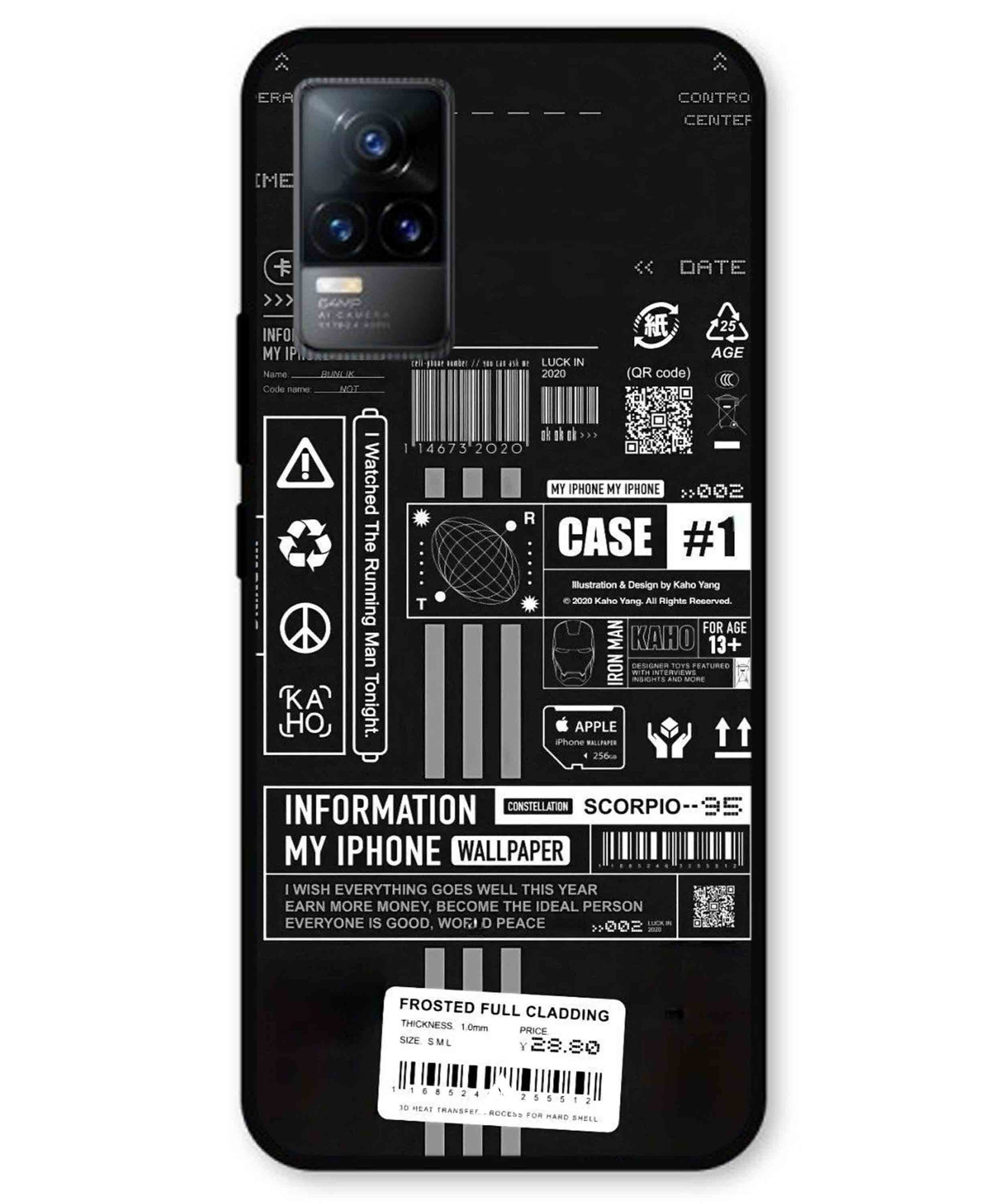 InfoGraph Aesthetic Metal Back Cover Phone Case for Vivo Y73
