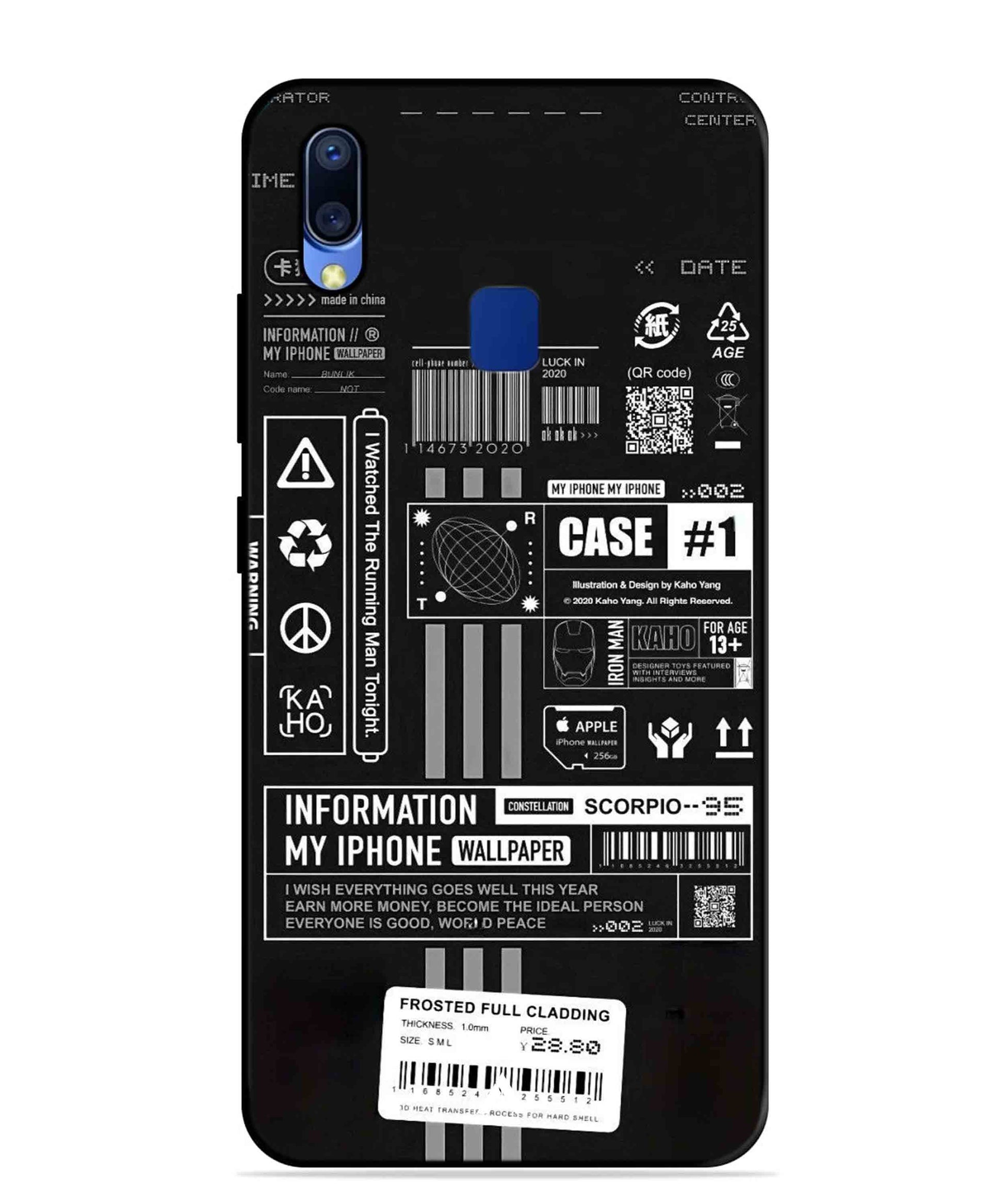 InfoGraph Aesthetic Metal Back Cover Phone Case for Vivo Y95