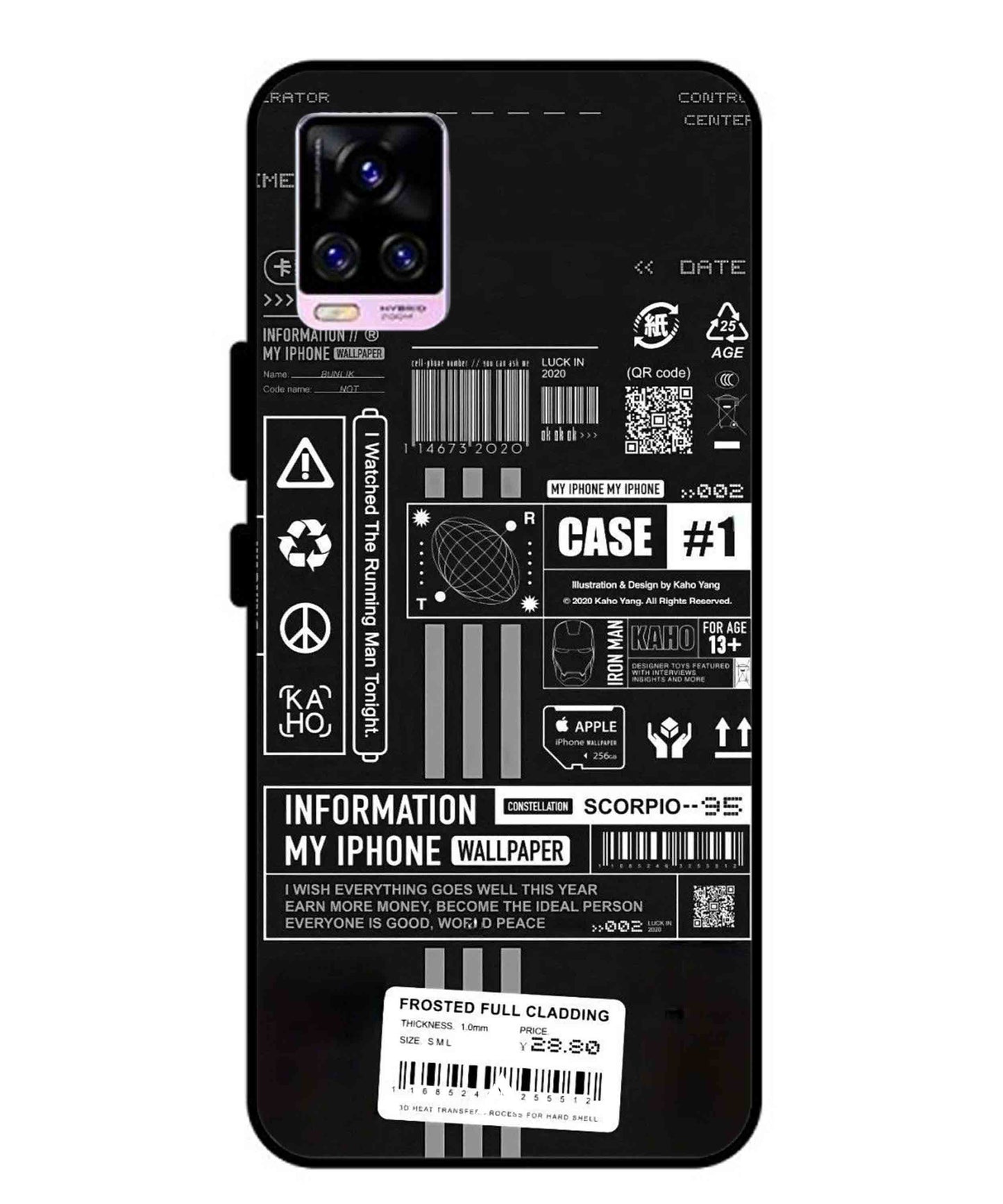 InfoGraph Aesthetic Metal Back Cover Phone Case for Vivo v20 Pro