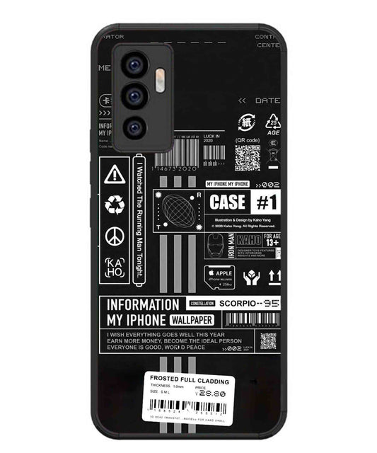 InfoGraph Aesthetic Metal Back Cover Phone Case for Vivo v23e
