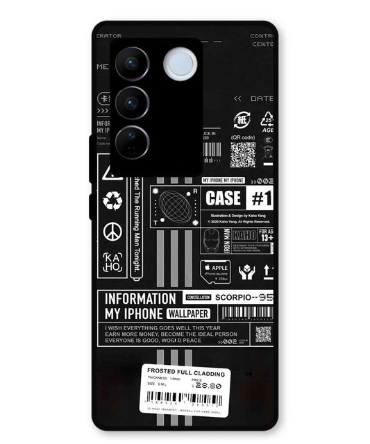 InfoGraph Aesthetic Metal Back Cover Phone Case for Vivo v27 Pro