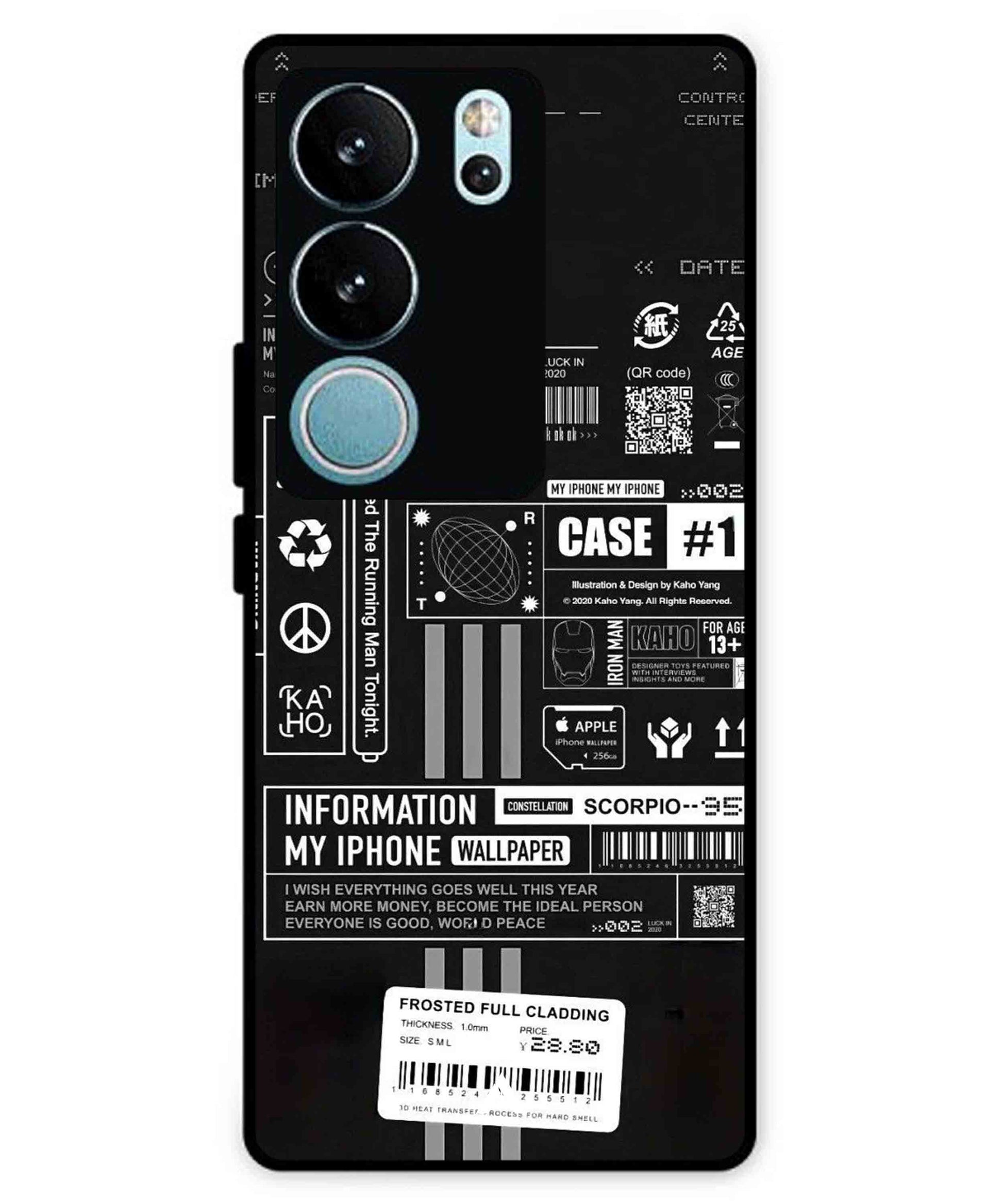 InfoGraph Aesthetic Metal Back Cover Phone Case for Vivo v29 Pro