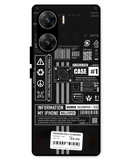 InfoGraph Aesthetic Metal Back Cover Phone Case for Vivo v29e