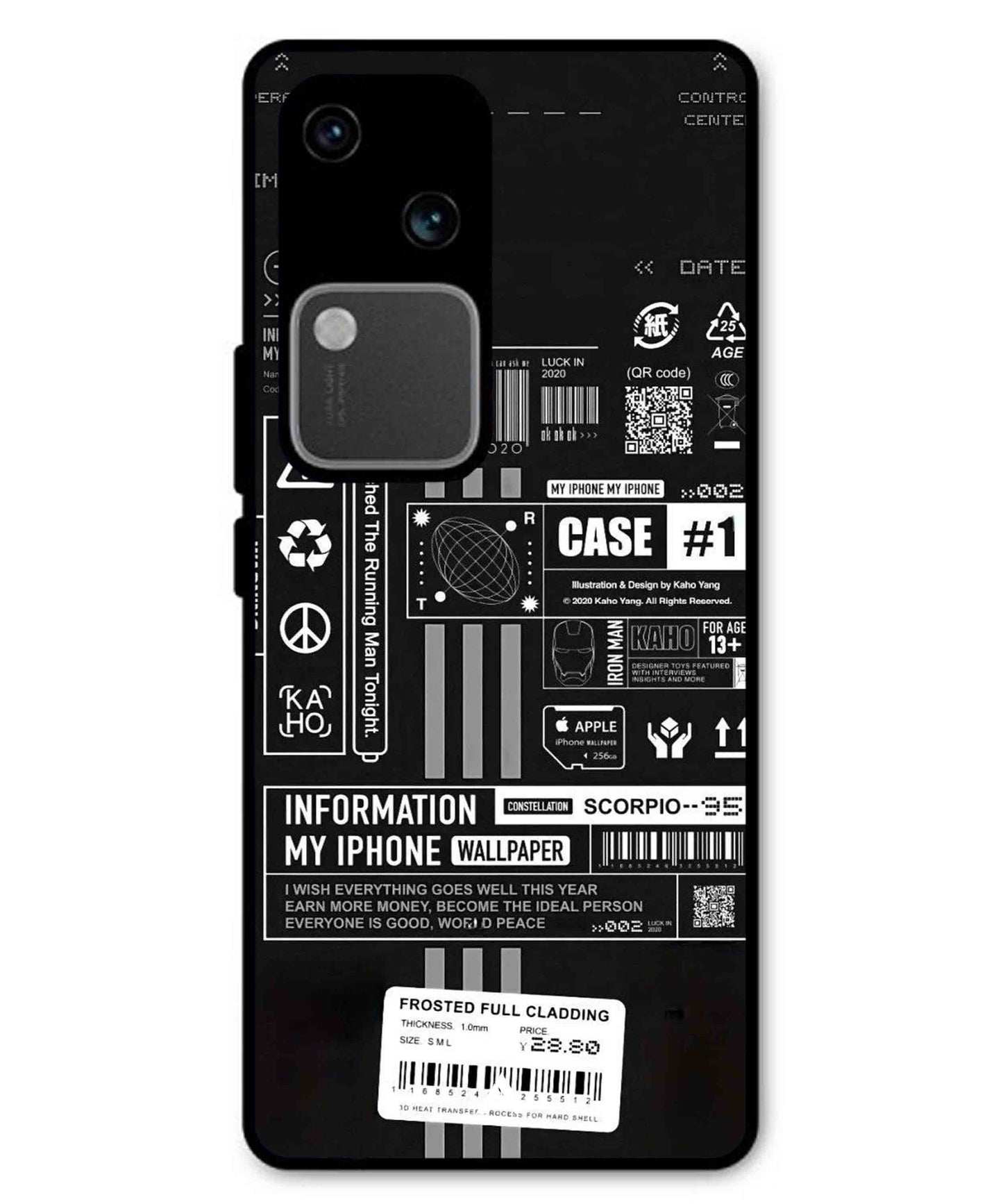 InfoGraph Aesthetic Metal Back Cover Phone Case for Vivo v30
