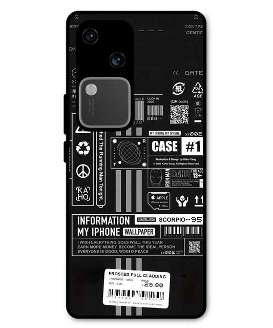 InfoGraph Aesthetic Metal Back Cover Phone Case for Vivo v30