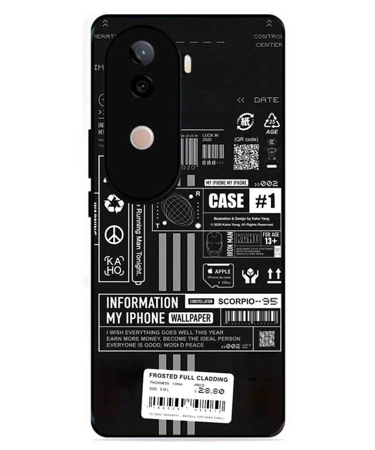 InfoGraph Aesthetic Metal Back Cover Phone Case for Vivo v40e