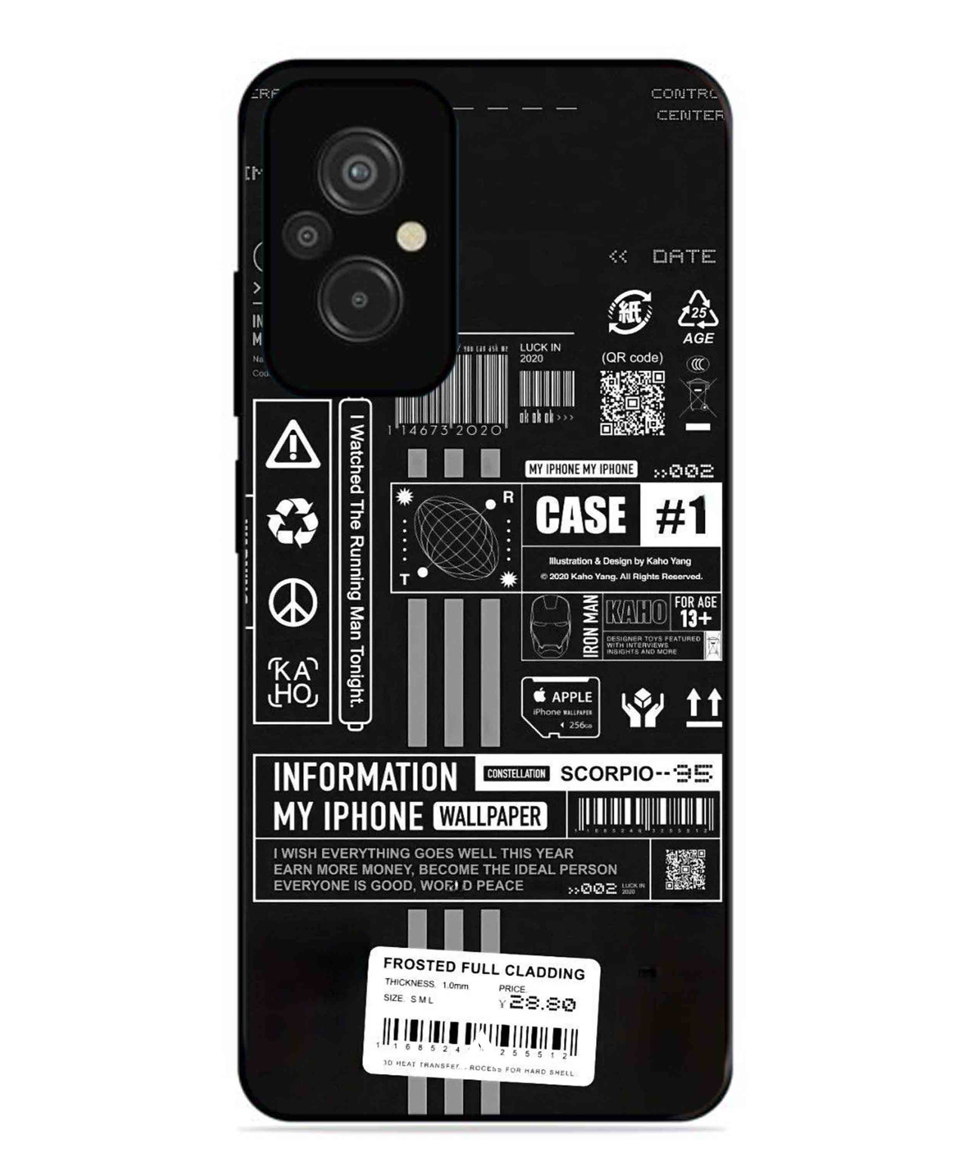 InfoGraph Aesthetic Metal Back Cover Phone Case for Xiaomi Redmi 11 Prime 4G