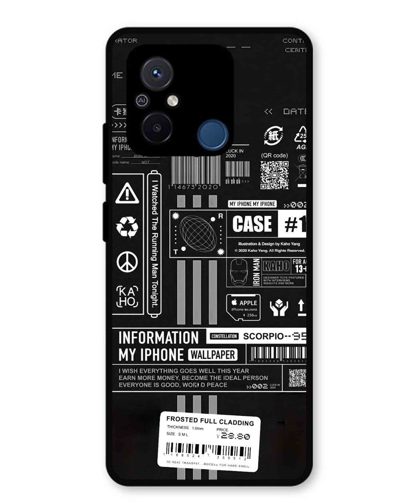 InfoGraph Aesthetic Metal Back Cover Phone Case for Xiaomi Redmi 12C